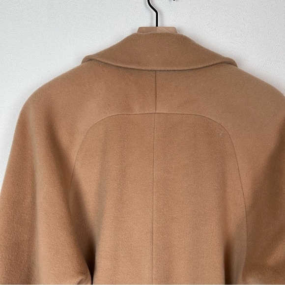 Calvin Klein Vintage 100% Wool Pea Coat Tan Waist Tie Two Button - Picture 6 of 15